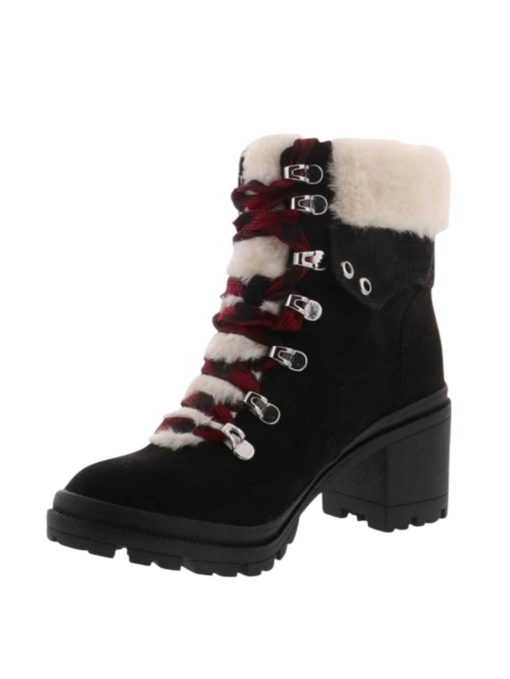 Jellypop SZ 6.5 Kraft Black Faux Fur Lined Lace Up Winter Boots
